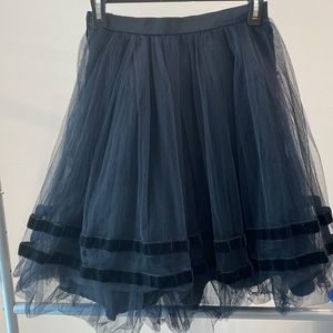 Bellville Sassoon Lorcan Mullany black tulle, velvet trim skirt XS = 12” waist